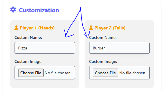 coin flip custom names
